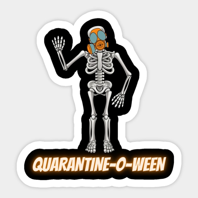 Quarantine-O-Ween Skeleton Funny Halloween Costume 2020 Bones Quarantine Mask Radioactive Skeleton Easy Costume Skeleton Waving Sticker by nathalieaynie
